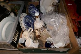 Three boxes of sundry including china and glass