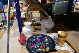 A mixed lot to include an easel dressing mirror and a Doulton stoneware beaker
