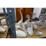 Lladro; a quantity of Swan figures, two Polar Bears and others (9)