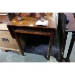 An antique mahogany Pembroke table, a small oak gateleg table, and a bureau with chequer inlay (3)