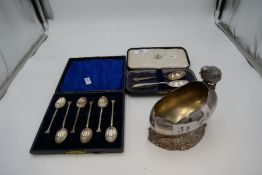 A cased silver fork and spoon engraved 'Carol Ann' hallmarked Sheffield 1943 R F Mosley & Co in a Ma