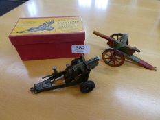 Britains 1725 Howitzer in very good condition in original box and one similar vintage canon