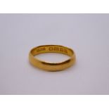 22ct yellow gold wedding band, marked 22, size R, 4.2g approx