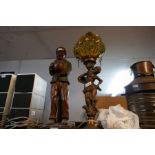 A figural lamp of lady, a French composition doll and one other figure (3)