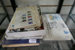An old stamp album, GB and Worldwide, other loose stamps and some First Day Covers