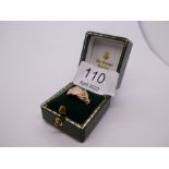 Unmarked yellow metal sweetheart ring, possibly 9ct Rose gold, size I, 5.6g approx