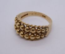 9ct yellow gold Keeper ring, size N, marked 375, 3g approx