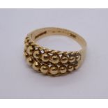 9ct yellow gold Keeper ring, size N, marked 375, 3g approx