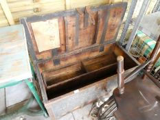An old pine tool chest with removable tray