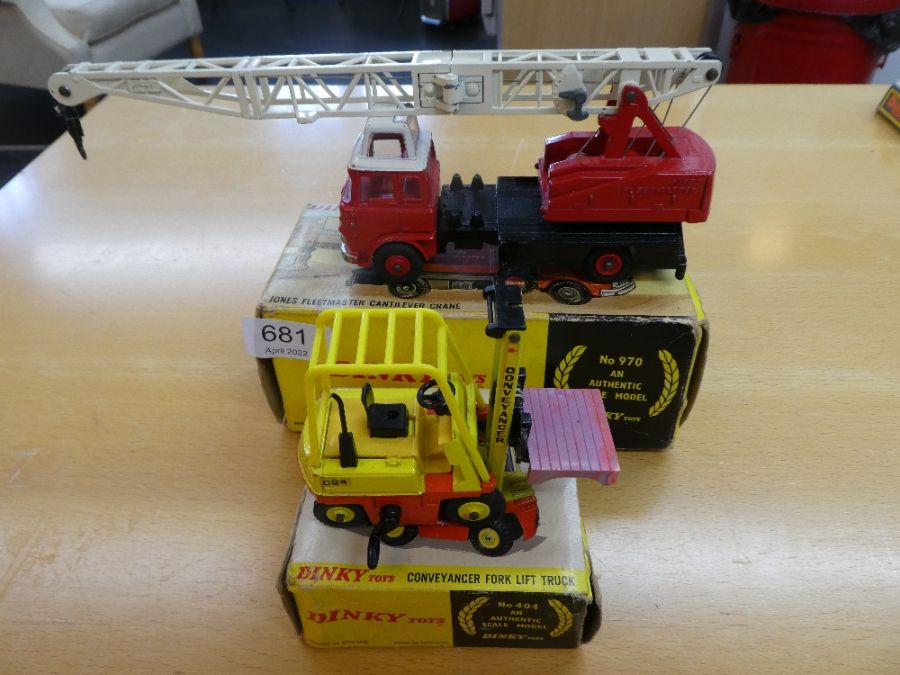 Dinky 970 Jones Fleetmaster CantiLever Crane and Dinky 404 Fork lift in good condition, boxed - Image 3 of 4