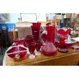 A quantity of red glassware