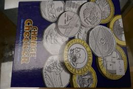 Two albums of modern commemorative coins, some silver proof examples, denominations from £5 to 50p