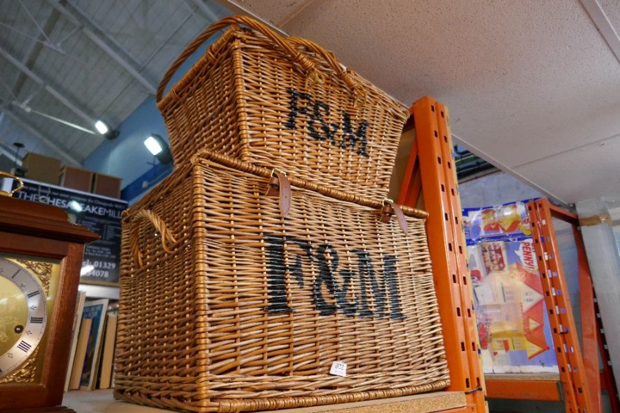 Two large Fortnum and Mason wicker hampers