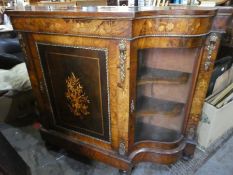 A victorian walnut Credenza having inlaid decoration with gilt metal mounts, 158cm