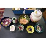 Moorcroft; eight various items including dishes and a ginger jar (8)