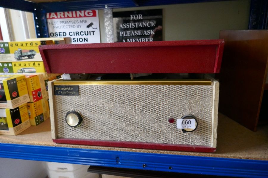 A vintage Dansette 'Challenge' record player with red cover - Image 3 of 3