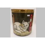 Piero Fornasetti (1913 - 1988), Milano, a wastepaper basket "Cat in a Library" design, mid 1900s