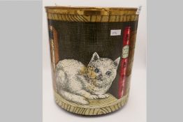 Piero Fornasetti (1913 - 1988), Milano, a wastepaper basket "Cat in a Library" design, mid 1900s