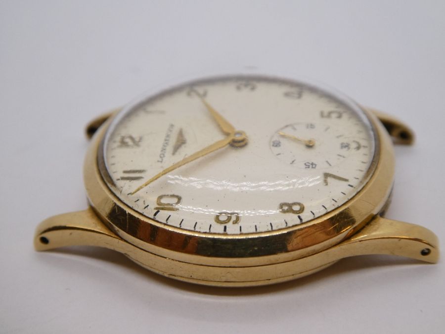 A 9ct gold gents LONGINES watch, probably dating from 1950/1960 of large size, winds and ticks - Image 6 of 7