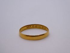 22ct yellow gold wedding band size S, marked 22, 1.7g approx, marked 22, Birmingham