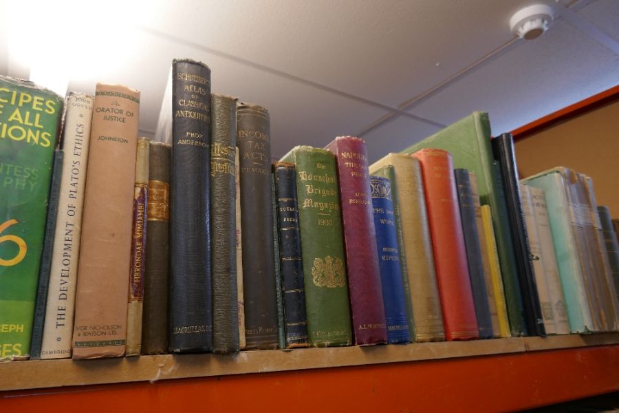 Shelf of antique and later leather bound and other books - Image 3 of 4