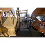 Two country oak kitchen chairs, a gateleg table and a reproduction nest of tables (4)