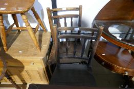 Two country oak kitchen chairs, a gateleg table and a reproduction nest of tables (4)