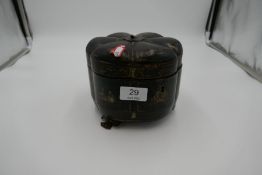 A Chinoiserie white metal tea caddy