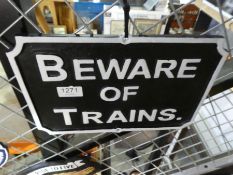 Beware of Train sign
