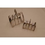 A silver Viners Ltd toast rack, hallmarked Sheffield 1932. Also with another smaller toast rack, hal