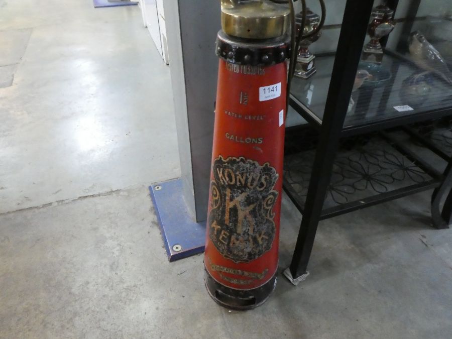 An early 20th century fire extinguisher by Merryweather & Sons, converted to a lamp - Image 3 of 3