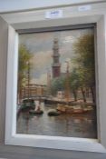 A small oil of Dutch waterway, A. Rutgers,Signed 17cm x 22.5cms