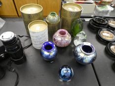 Four Isle of Wight glass vases and sundry