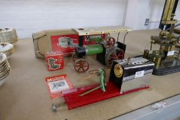A Mamod steam tractor and a Mamod marine steam engine (boxed)