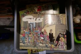 Crate of vintage Giles annuals