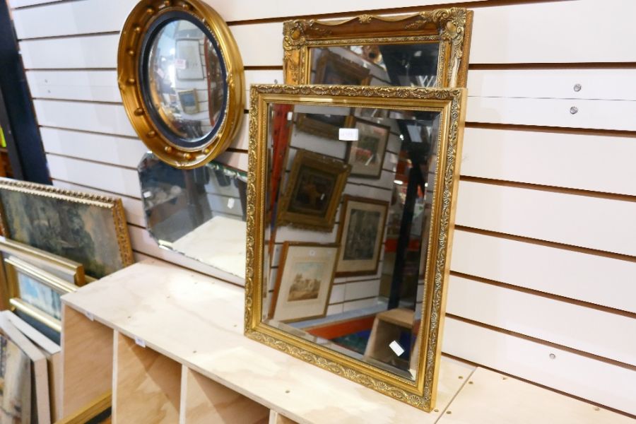 A gilt convex wall mirror and three others - Image 3 of 4