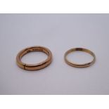 9ct Rose gold thick wedding band, marked 375, visible cut mark, Birmingham, 4.2g approx, size M, and