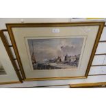 A watercolour of harbour scene by Rowland Hilder, signed 33.5cm x 24.5cm and one other