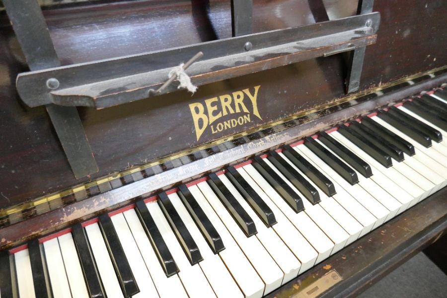 A Victorian iron framed upright piano by Berry, London - Image 4 of 4