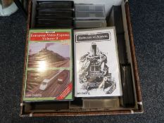 A box of video's on railways and trains