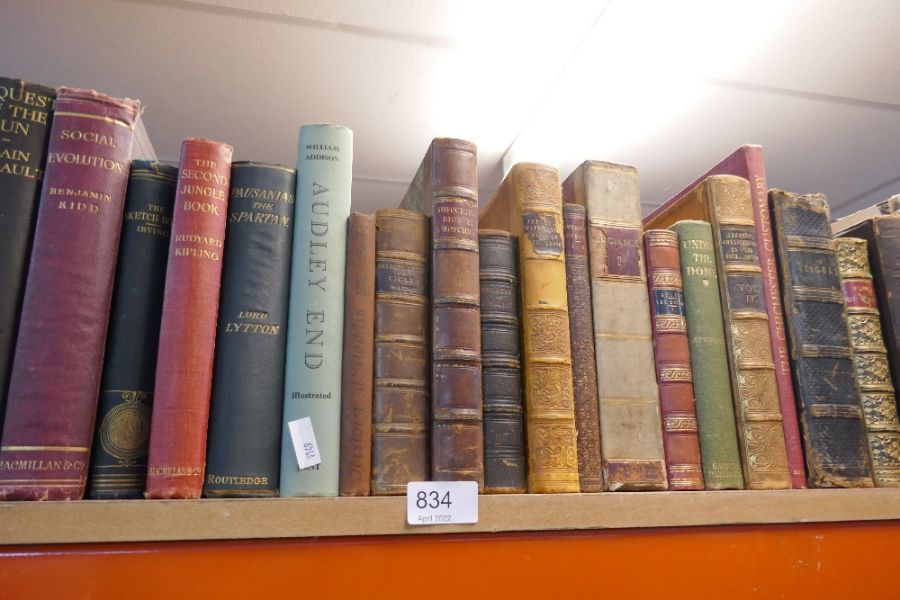 Shelf of antique and later leather bound and other books - Image 2 of 4