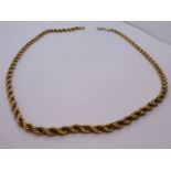 9ct yellow gold ropetwist design neckchain, with lobster claw clasp, 47cm, 24.8g approx, marked 375