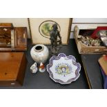 An Oriental blue & white ginger jar, a reproduction Clarice Cliff conical shaker and other items
