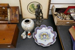 An Oriental blue & white ginger jar, a reproduction Clarice Cliff conical shaker and other items