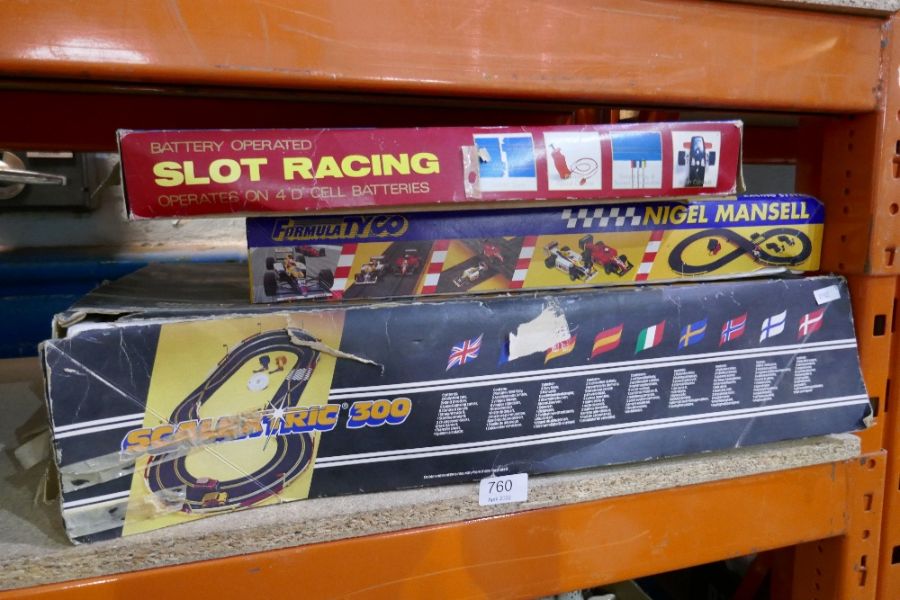 Vintage Scalextric 300 model racing, Formula Tyco Nigel Mansell Set and Super track 2 slot racing se