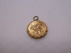 9ct yellow gold St Christopher pendant/charm, marked 375, 1g approx