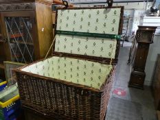 A modern wicker picnic basket, no contents