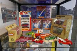 Three Matchbox Sky-Busters die cast aeroplanes, a Matchbox MP1 set and other vehicles