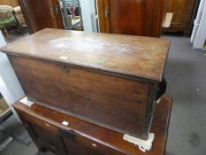 An antique 19th century, hardwood travelling chest, probably mahogany, 95cm