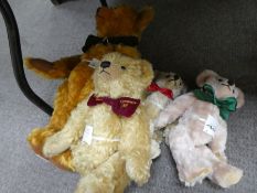 A Dean's ragbook plush teddy with growler and three other Dean's teddies